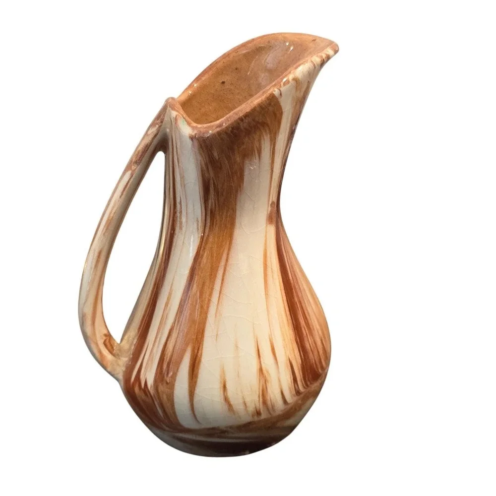 Denali Dabblers Pottery Ceramic Pitcher, Signed, Marbled Jug, Eclectic Home Deor